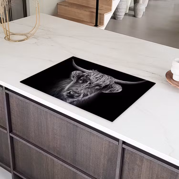 Schotse hooglander - Zwart - Koe - Dieren Inductie beschermer vinyl 3mm klein -sfeer8