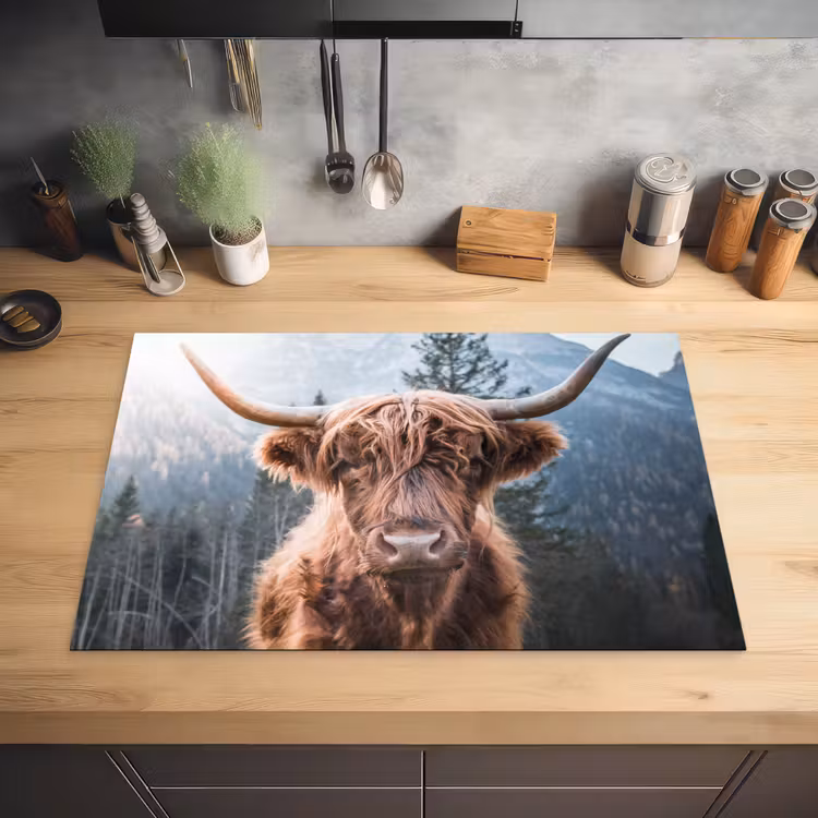 Schotse hooglander - Koe - Dieren - Berg - Natuur Inductie beschermer vinyl 3mm klein -sfeer5