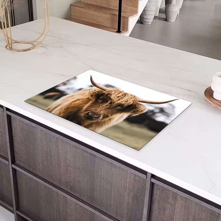 Schotse Hooglander -  Koe - Gras - Dieren - Natuur Inductie beschermer vinyl 3mm klein -sfeer8