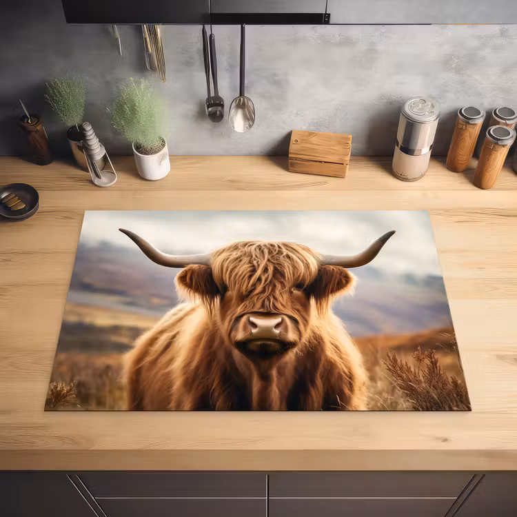 Schotse hooglander - Landschap - Dier Inductie beschermer vinyl 3mm klein -sfeer5