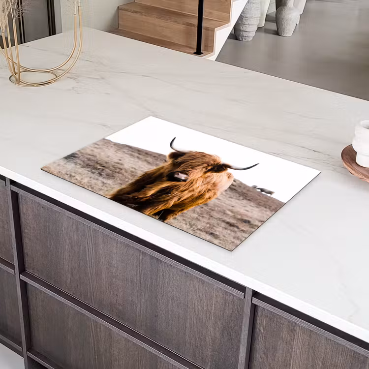 Schotse hooglander - Landschap - Koe - Bruin - Dieren - Natuur Inductie beschermer vinyl 3mm klein -sfeer8