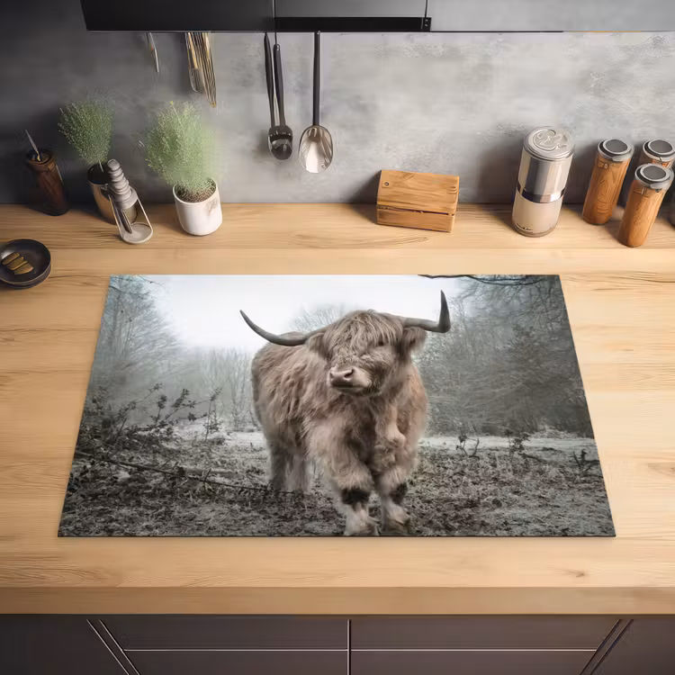 Schotse hooglander - Natuur - Herfst - Dieren - Wild - Bos Inductie beschermer vinyl 3mm klein -sfeer5