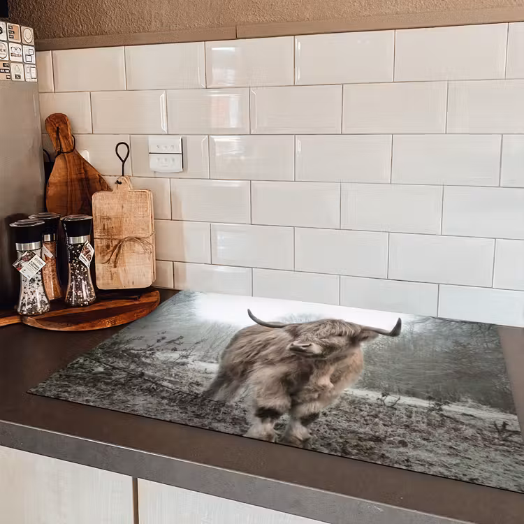 Schotse hooglander - Natuur - Herfst - Dieren - Wild - Bos Inductie beschermer vinyl 3mm klein -sfeer3