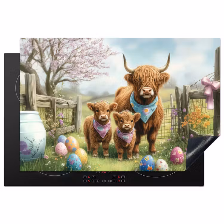 Schotsehooglanders - Paaseieren - Lente Inductie beschermer vinyl 3mm klein -3d