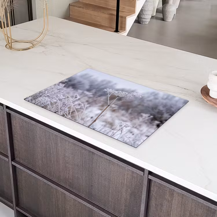 Schermbloem - Rijp - Kristallen - Winter - Delicaat Inductie beschermer vinyl 3mm klein -sfeer8