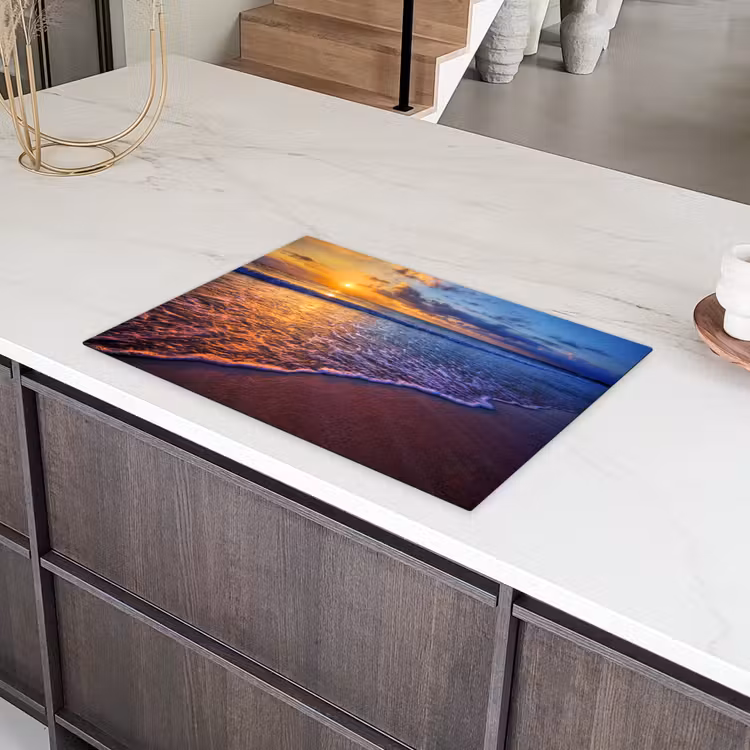 Zee - Strand - Zonsondergang - Wolken - Horizon Inductie beschermer vinyl 3mm klein -sfeer8