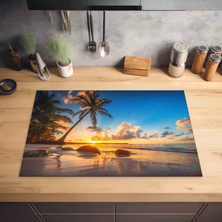 Zee - Strand - Zonsondergnag Inductie beschermer vinyl 3mm klein -sfeer5