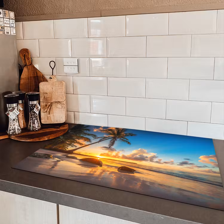 Zee - Strand - Zonsondergnag Inductie beschermer vinyl 3mm klein -sfeer3