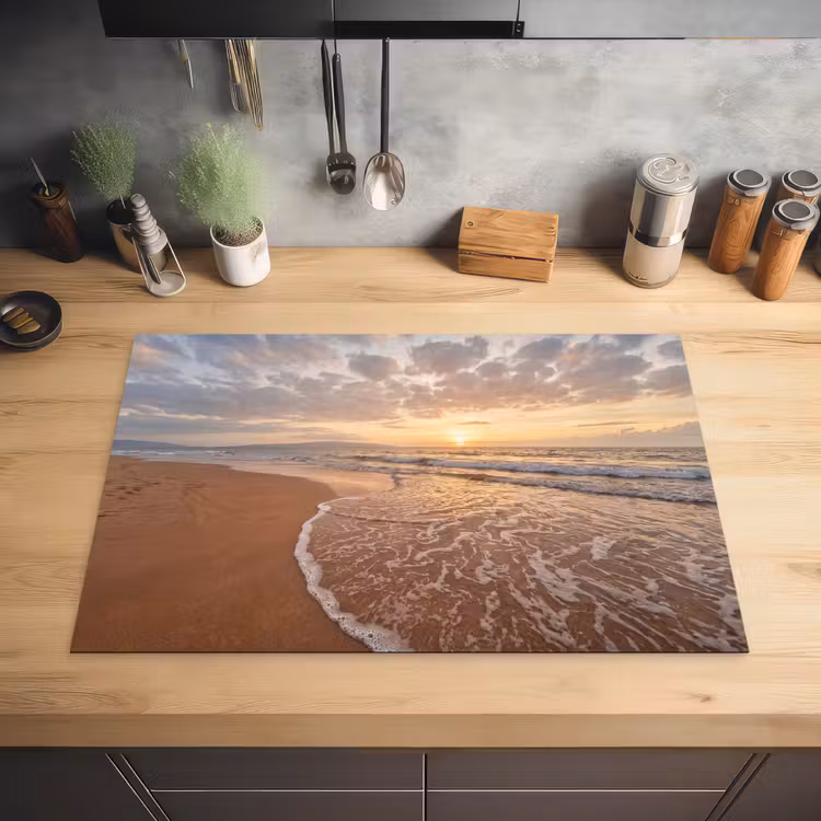 Zee - Kustlijn - Wolken - Landschap - Oranje Inductie beschermer vinyl 3mm klein -sfeer5