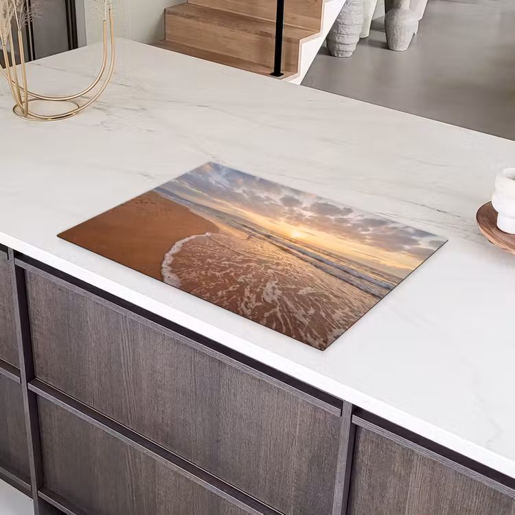 Zee - Kustlijn - Wolken - Landschap - Oranje Inductie beschermer vinyl 3mm klein -sfeer8