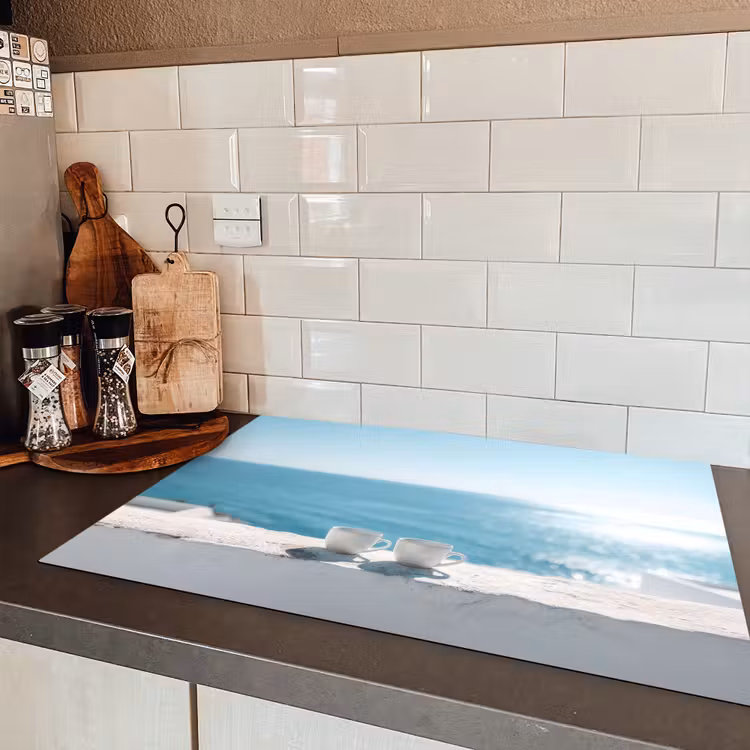 Zee - Koffiekopjes - Zomers Inductie beschermer vinyl 3mm klein -sfeer3