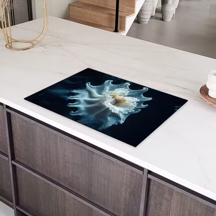 Zeewezen - Wit - Golven - Water Inductie beschermer vinyl 3mm klein -sfeer8