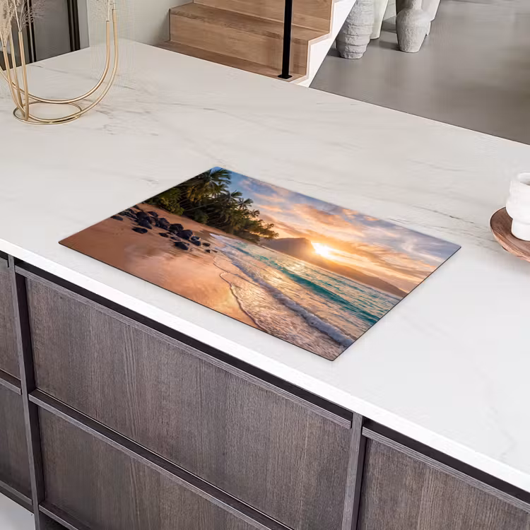 Zee - Berg - Landschap - Tropisch - Goud Inductie beschermer vinyl 3mm klein -sfeer8