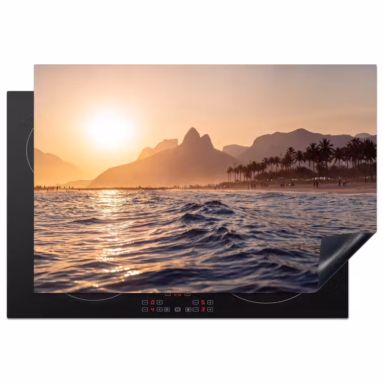 Zee - Golven - Zonsondergang - Kust - Goud Inductie beschermer vinyl 3mm klein -3d
