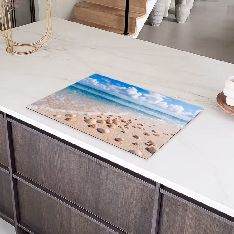 Schelpen - Strand - Natuur - Beige Inductie beschermer vinyl 3mm klein -sfeer8