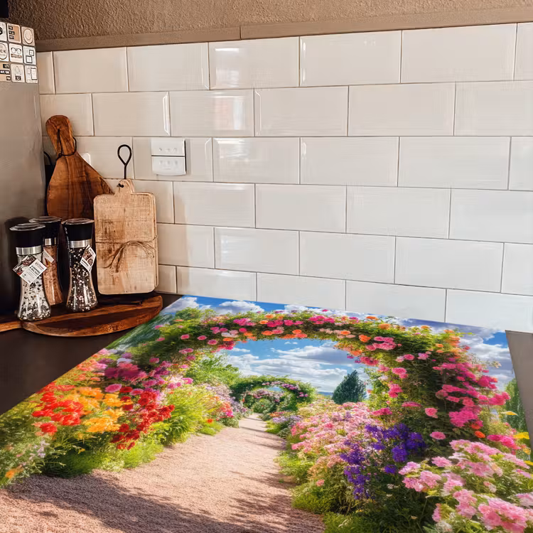 Doorkijk - Bloemen - Kleurrijk - Natuur Inductie beschermer vinyl 3mm middel -sfeer3
