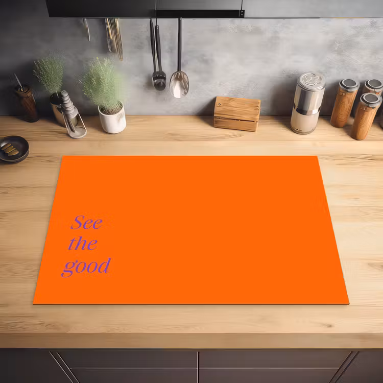 See te good - Paars - Oranje Inductie beschermer vinyl 3mm klein -sfeer5