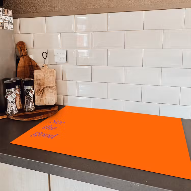 See te good - Paars - Oranje Inductie beschermer vinyl 3mm klein -sfeer3