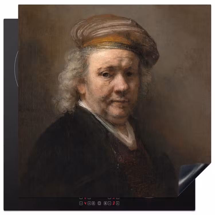 Zelfportret - Schilderij van Rembrandt van Rijn Inductie beschermer vinyl 3mm middel -3d