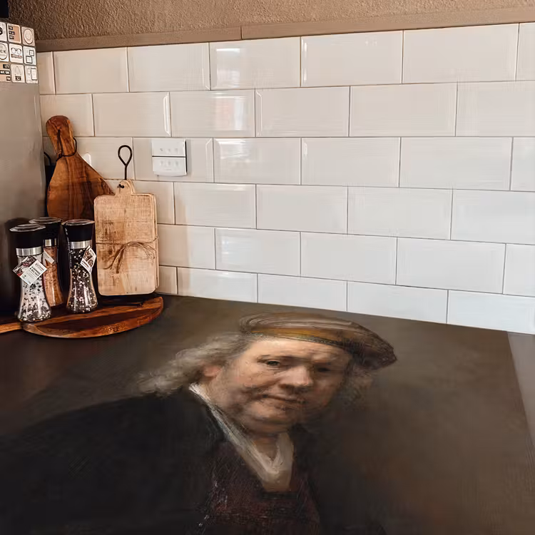 Zelfportret - Schilderij van Rembrandt van Rijn Inductie beschermer vinyl 3mm middel -sfeer3