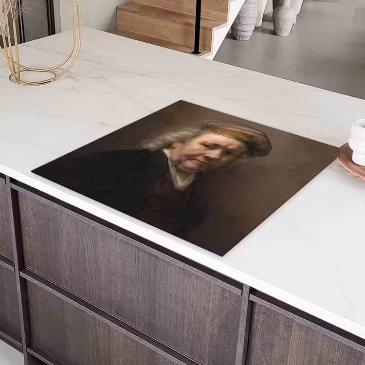 Zelfportret - Schilderij van Rembrandt van Rijn Inductie beschermer vinyl 3mm middel -sfeer8