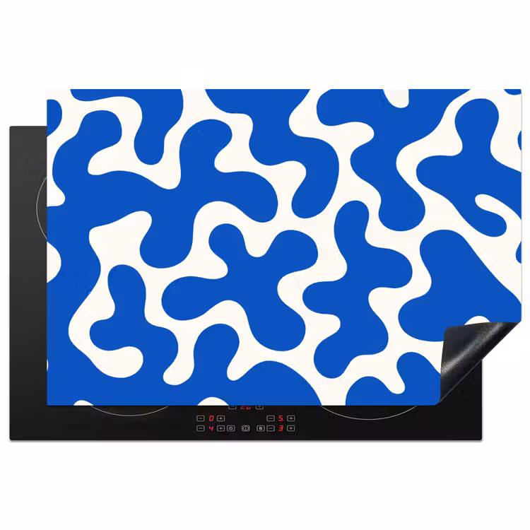 Vormen - Abstract - Blauw - Golven Inductie beschermer vinyl 3mm klein -3d