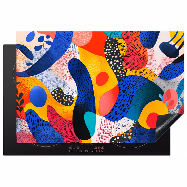 Vormen - Abstract - Stippels - Blauw Inductie beschermer vinyl 3mm klein -3d