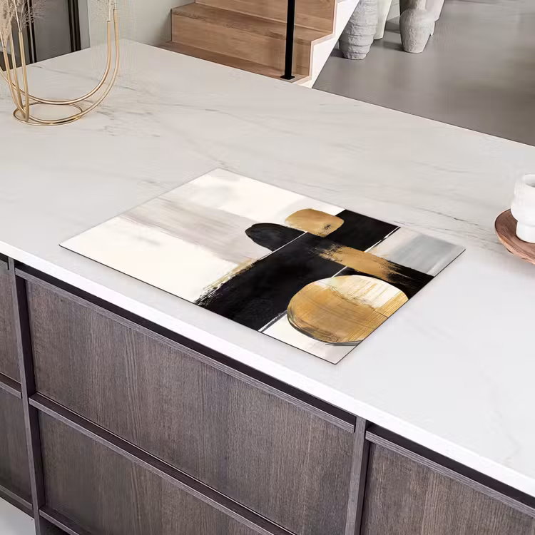 Vormen - Penseelstreken - Abstract - Goud Inductie beschermer vinyl 3mm klein -sfeer8