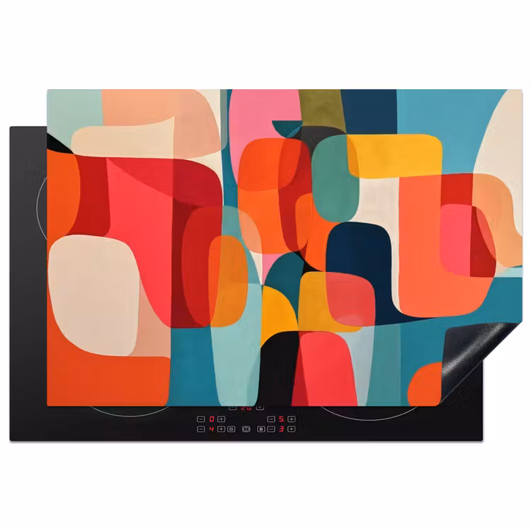 Vormen - Kleurrijk - Abstract - Vlakken Inductie beschermer vinyl 3mm klein -3d