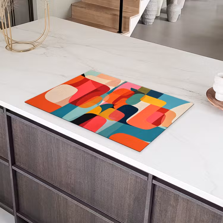 Vormen - Kleurrijk - Abstract - Vlakken Inductie beschermer vinyl 3mm klein -sfeer8