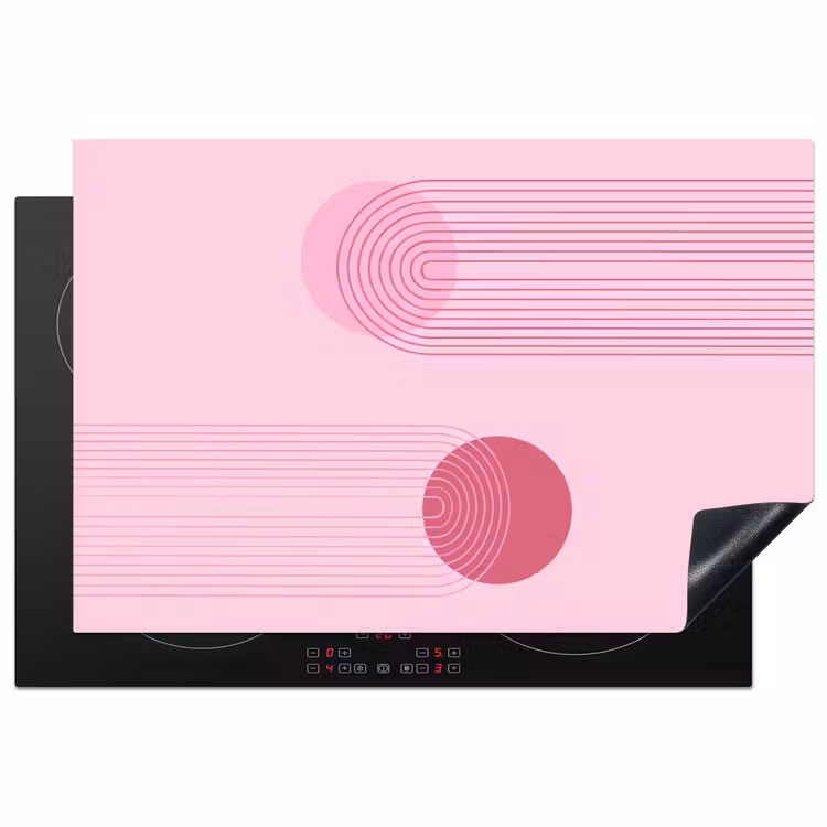 Vormen - Lijnen - Minimalistisch - Roze Inductie beschermer vinyl 3mm klein -3d