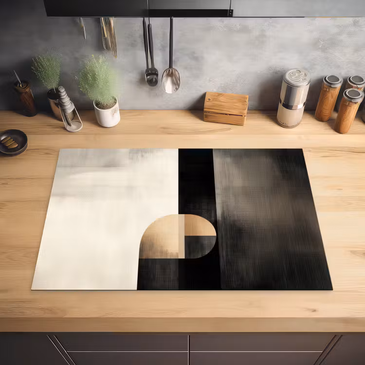 Vormen - Modern - Zwart Inductie beschermer vinyl 3mm klein -sfeer5