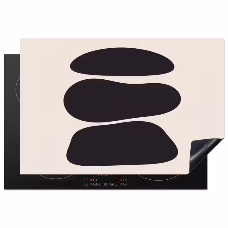 Induction Hob Cover - Shapes - Organic - Black - Vormen - Organisch - Zwart Inductie beschermer vinyl 3mm klein