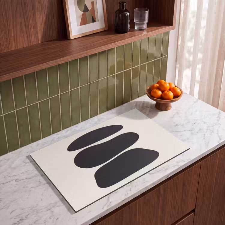 Induction Hob Cover - Shapes - Organic - Black - Vormen - Organisch - Zwart Inductie beschermer vinyl 3mm klein