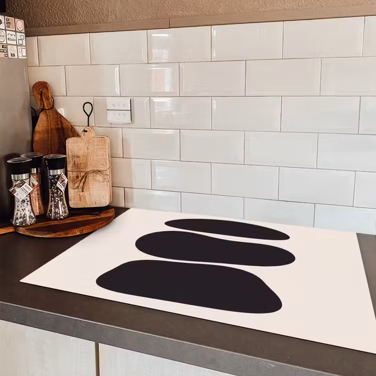 Induction Hob Cover - Shapes - Organic - Black - Vormen - Organisch - Zwart Inductie beschermer vinyl 3mm klein