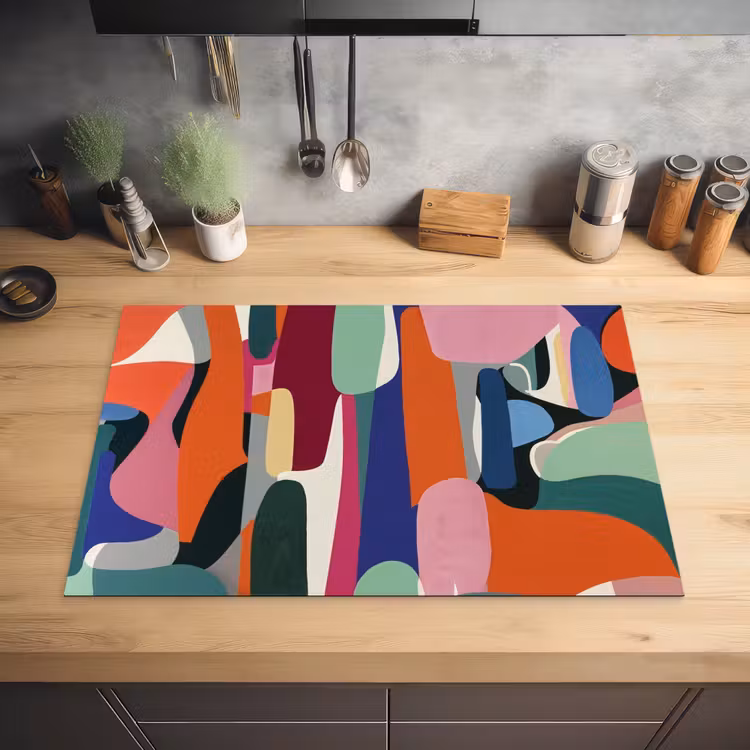 Vormen - Ritmisch - Kleuren - Abstract Inductie beschermer vinyl 3mm klein -sfeer5