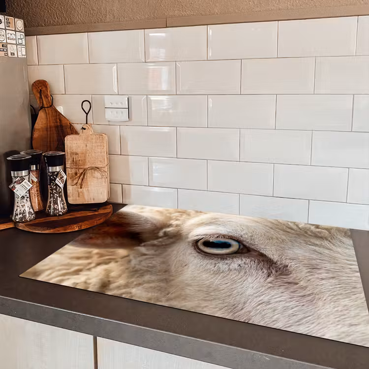 Schaap - Oog - Wit Inductie beschermer vinyl 3mm klein -sfeer3
