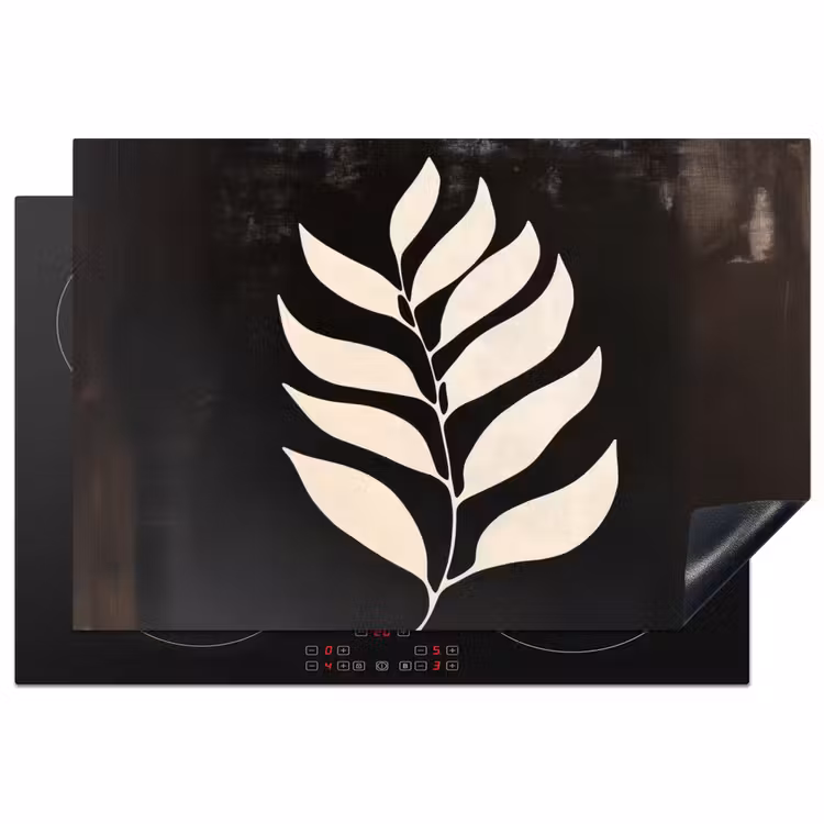 Blad - Wit - Minimalistisch Inductie beschermer vinyl 3mm klein -3d
