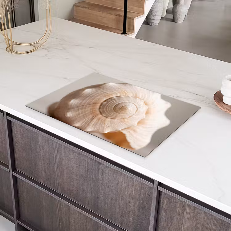 Schelp - Detail - Beige Inductie beschermer vinyl 3mm klein -sfeer8