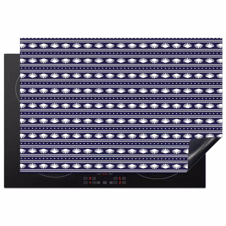 Schelp - Nautisch - Blauw - Wit Inductie beschermer vinyl 3mm klein 276 -3d