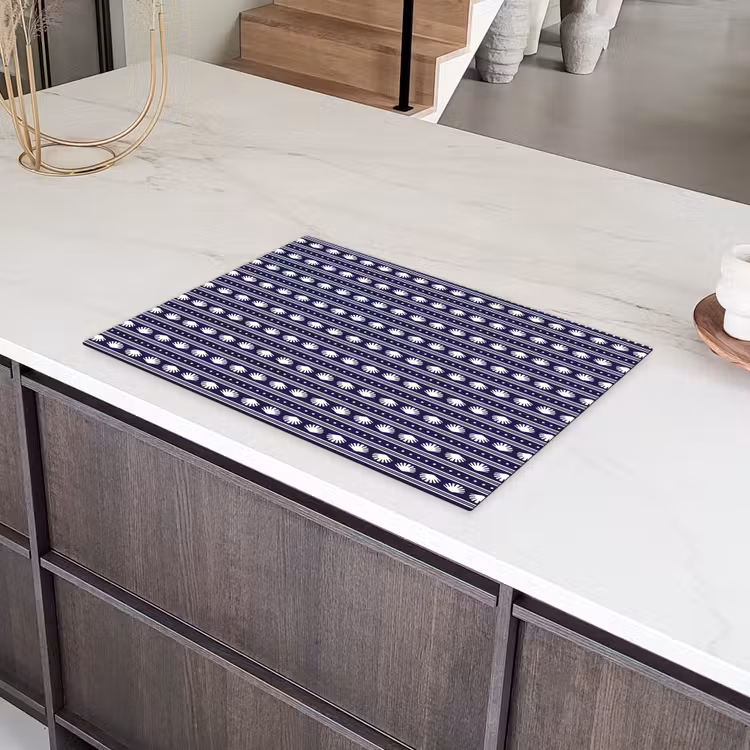 Schelp - Nautisch - Blauw - Wit Inductie beschermer vinyl 3mm klein 276 -sfeer8