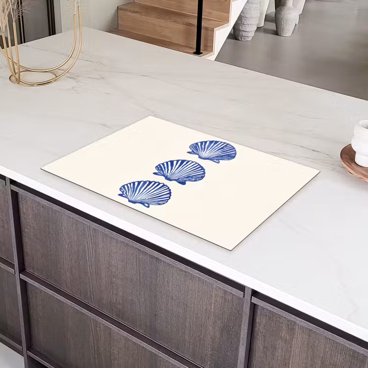 Schelpen - Blauw - Patroon Inductie beschermer vinyl 3mm klein -sfeer8