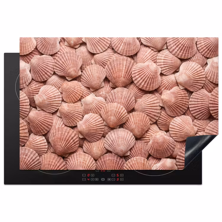 Schelpen - Patroon - Roze Inductie beschermer vinyl 3mm klein -3d