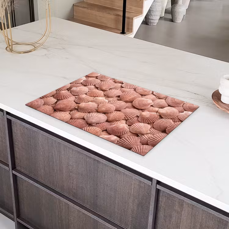 Schelpen - Patroon - Roze Inductie beschermer vinyl 3mm klein -sfeer8