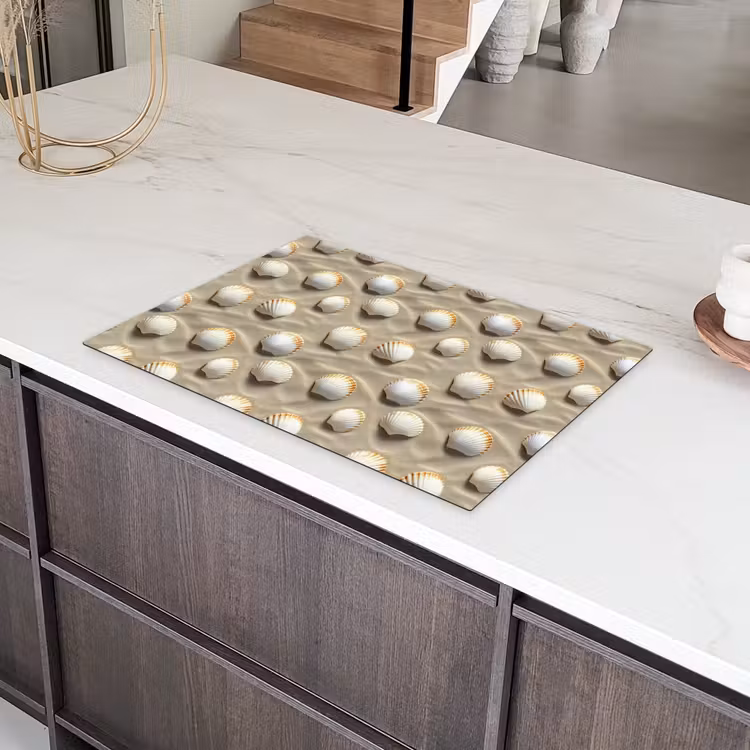 Schelpen - Zand - Maritiem Inductie beschermer vinyl 3mm klein 276 -sfeer8