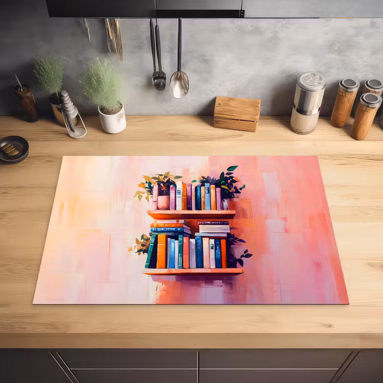 Planken - Boeken - Bladeren Inductie beschermer vinyl 3mm klein -sfeer5