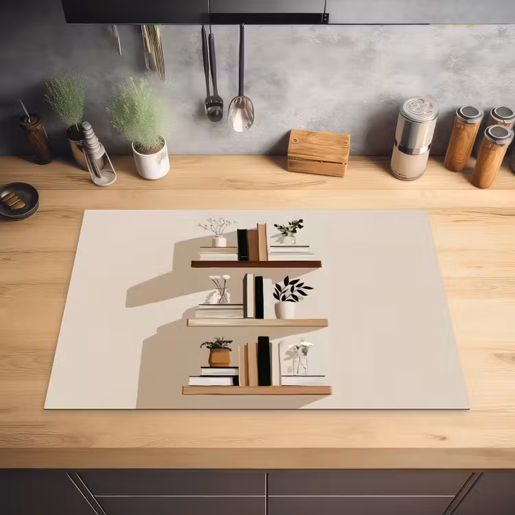 Plankjes - Boeken - Vaasjes - Planten Inductie beschermer vinyl 3mm klein -sfeer5