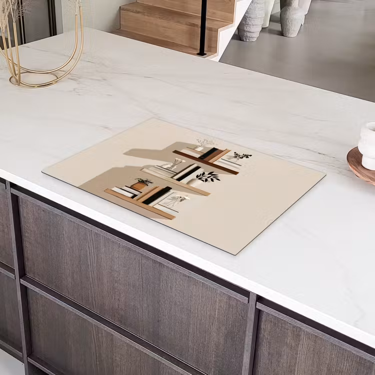 Plankjes - Boeken - Vaasjes - Planten Inductie beschermer vinyl 3mm klein -sfeer8