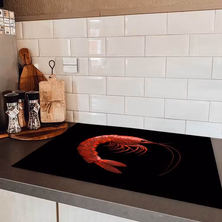 Garnaal - Rood - Dieren Inductie beschermer vinyl 3mm klein -sfeer3
