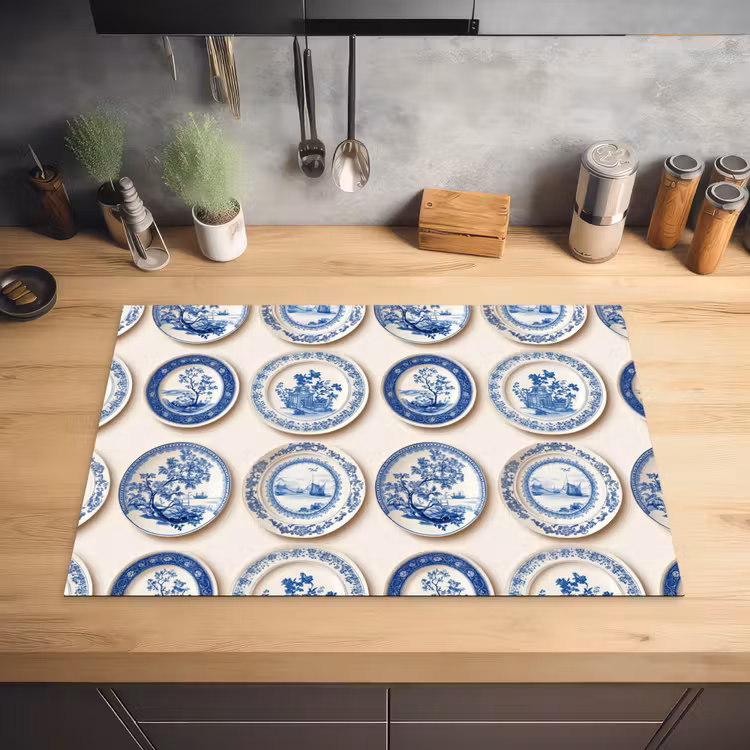 Borden - Bomen - Planten - Blauw Inductie beschermer vinyl 3mm klein 276 -sfeer5